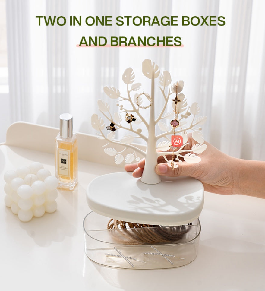 1pc Tree-Shaped Jewelry Storage Box – Multi-functional Desktop Organizer for Cosmetics and Small Items