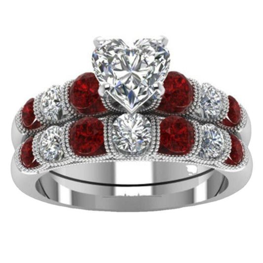 Statement Fashion Set Ring With Heart Shaped