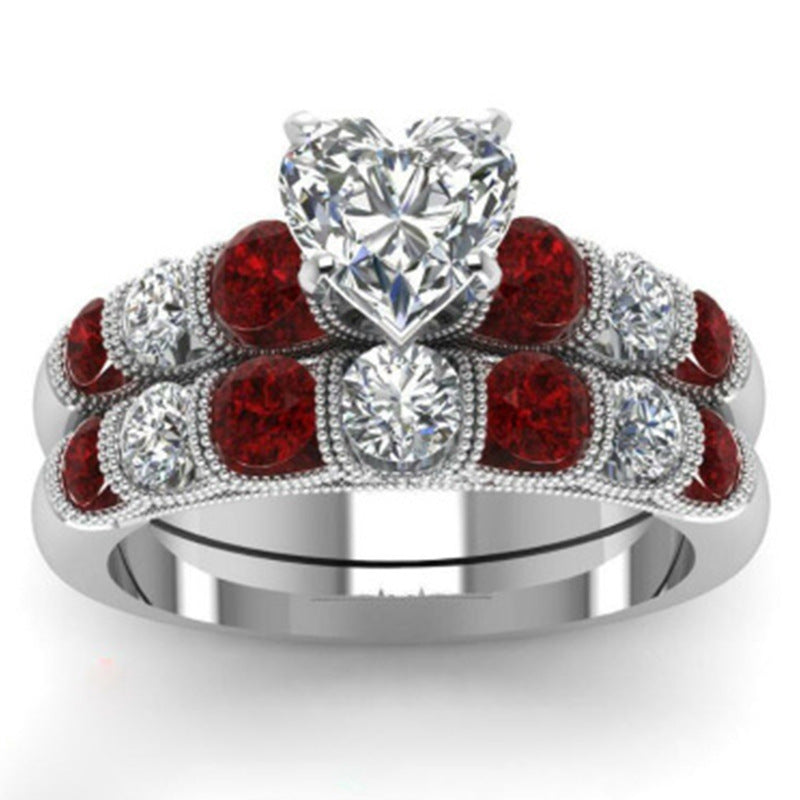 Statement Fashion Set Ring With Heart Shaped