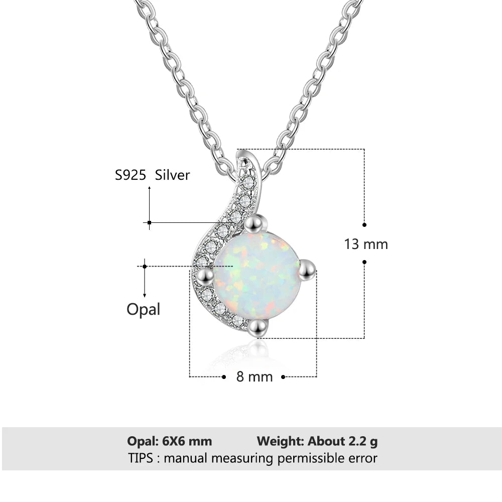 Jewelry Sets for Women Dainty 925 Sterling Silver White Opal Ring Earrings Chain Necklace Wedding Jewelry Sets