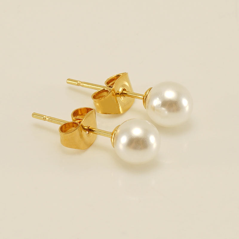 S925 Sterling Silver Needle Freshwater Pearl Ear Studs – Elegant Geometric Design